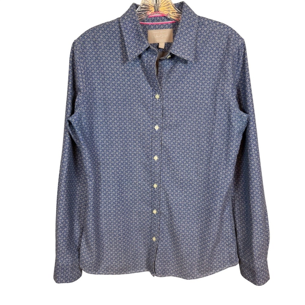 Banana Republic Blue Anchor Print Oxford Shirt, Spread Collar Button Down Size M